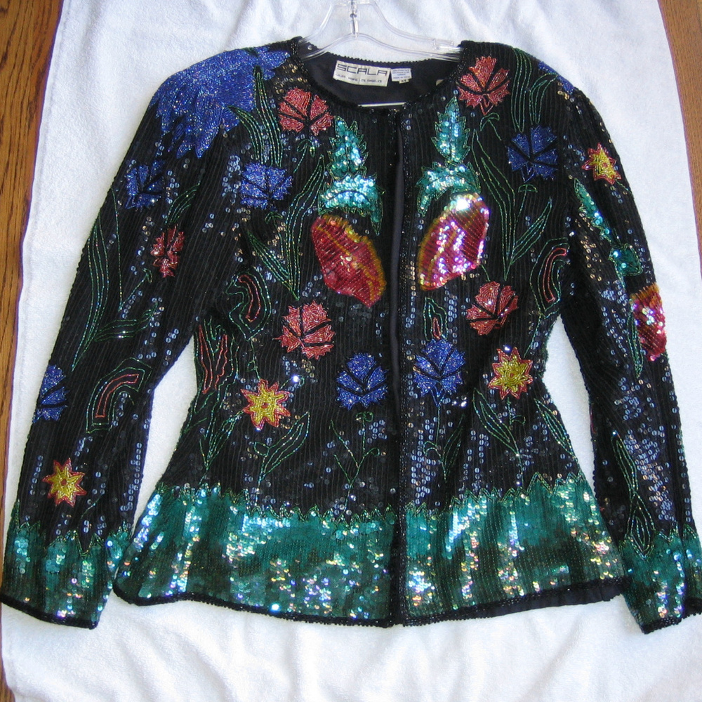 Scala Milan Paris Los Angeles Sequin & Beaded Top